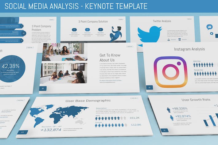 社交媒体数据分析统计keynote模板 - 顶尖PPT
