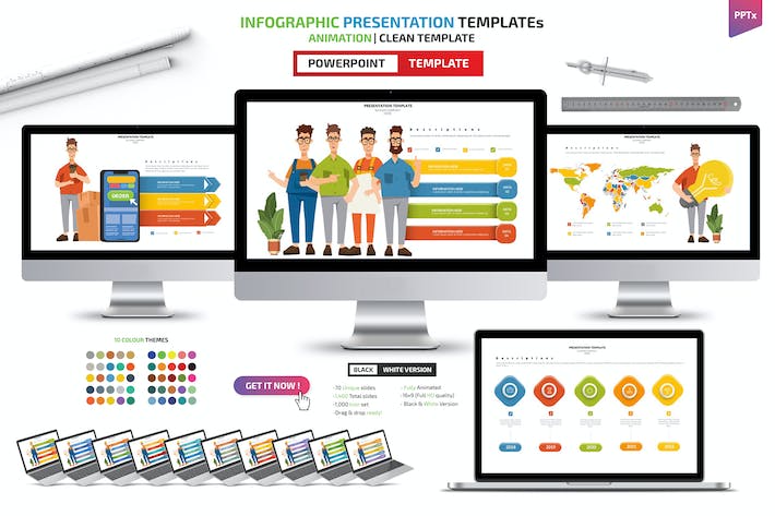 商业人物插画步骤信息图表PPT模板 - 顶尖PPT