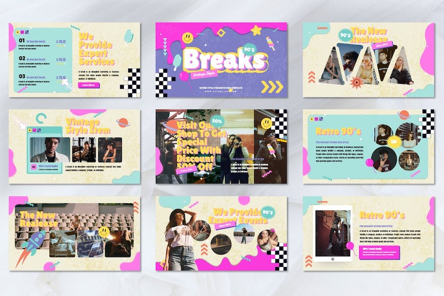 创意拼贴设计作品展示Keynote模板 - 顶尖PPT