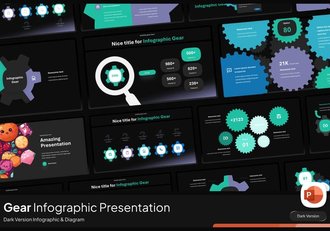 黑色底齿轮图形PPT模板 - 顶尖PPT