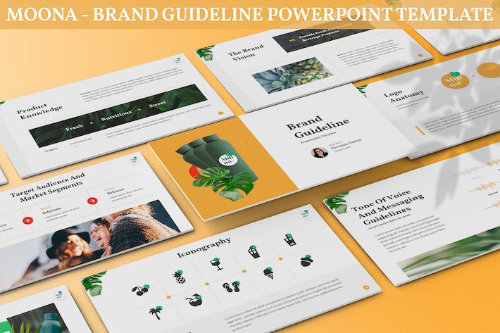 菠萝果汁品牌指南介绍宣传PPT模板 - 顶尖PPT