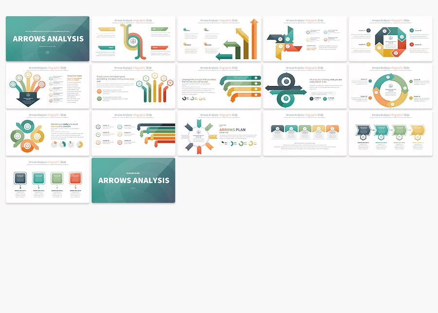 箭头分析对比数据图形图表keynote模板 - 顶尖PPT