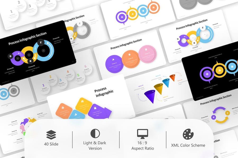 彩色创意流程步骤图形图表PPT模板 - 顶尖PPT