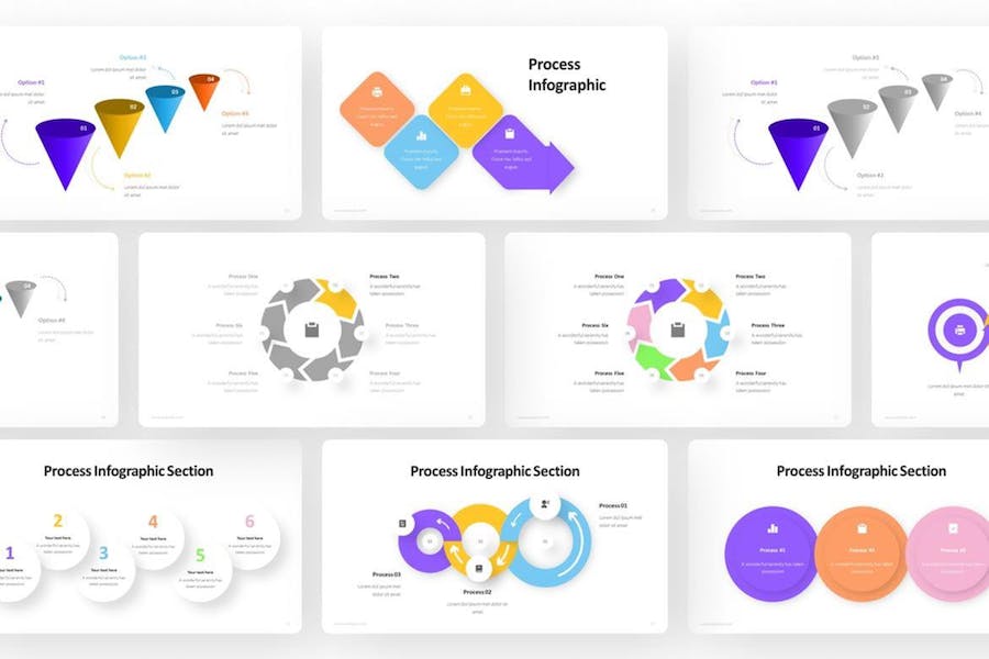 彩色创意流程步骤图形图表PPT模板 - 顶尖PPT