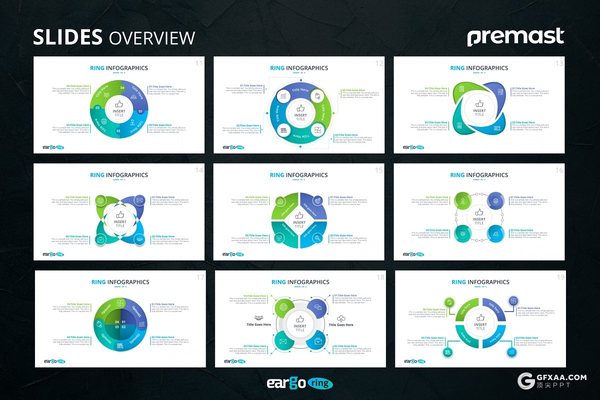 微立体创意圆形PPT商务图形可编辑卡通人物PPT商务逻辑图形模板 - 顶尖PPT