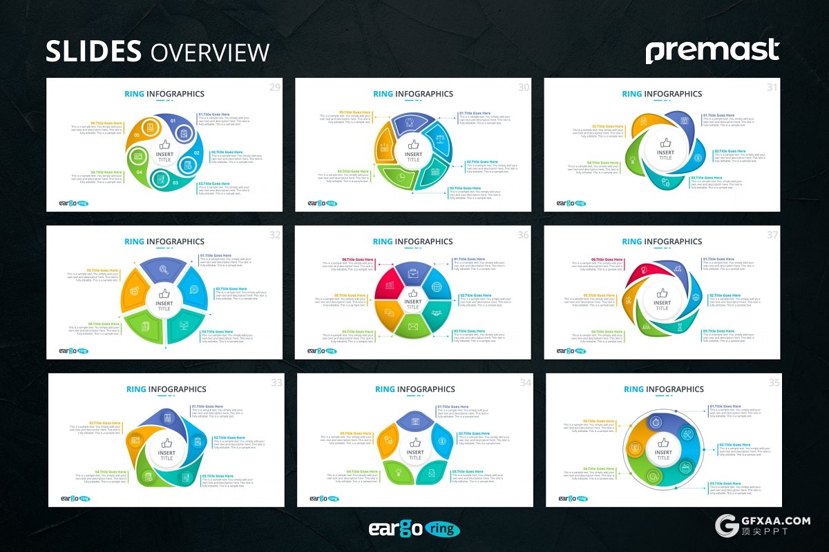 微立体创意圆形PPT商务图形可编辑卡通人物PPT商务逻辑图形模板 - 顶尖PPT