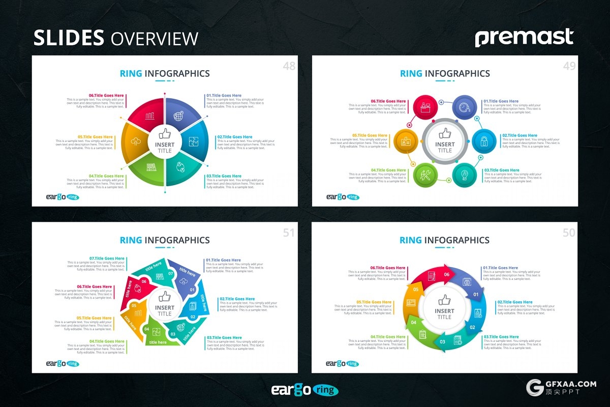 微立体创意圆形PPT商务图形可编辑卡通人物PPT商务逻辑图形模板 - 顶尖PPT