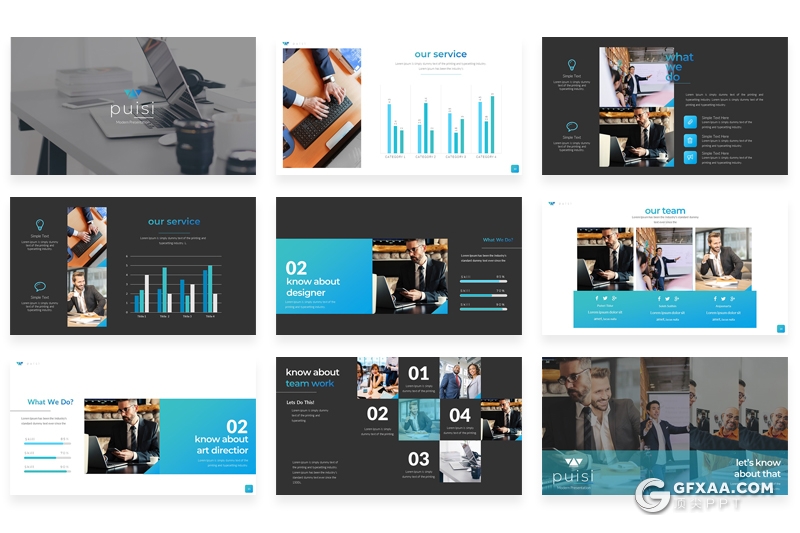 60页扁平化商务风格欧美多用途PPT模板 - 顶尖PPT