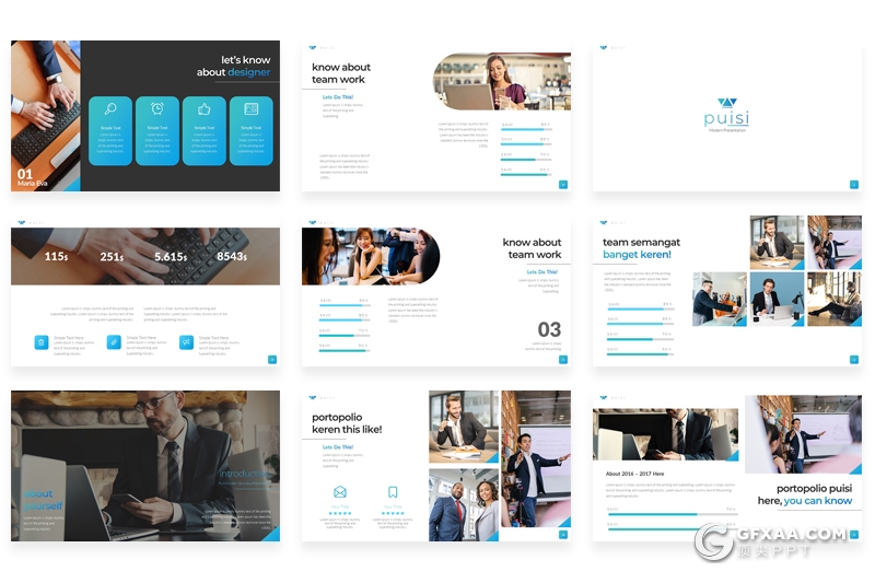 60页扁平化商务风格欧美多用途PPT模板 - 顶尖PPT
