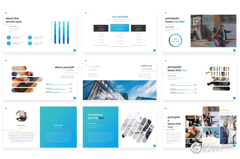 60页扁平化商务风格欧美多用途PPT模板 - 顶尖PPT