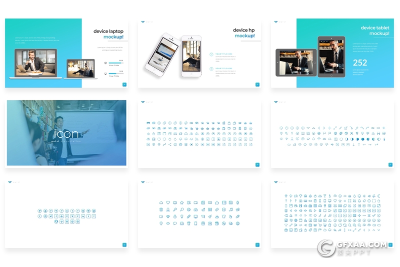 60页扁平化商务风格欧美多用途PPT模板 - 顶尖PPT