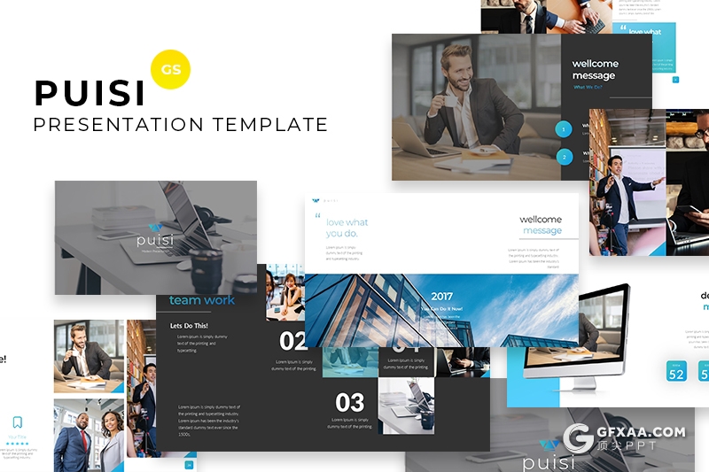 60页扁平化商务风格欧美多用途Google slides模板 - 顶尖PPT
