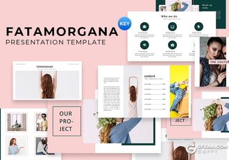 50页简约时尚风格模特摄影写真图片展示keynote模板 - 顶尖PPT