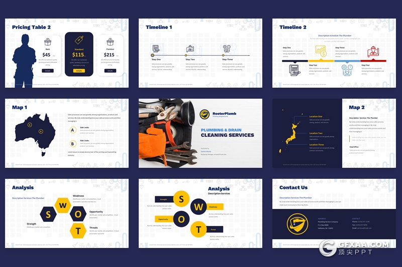 32页管道维修工程抢险服务行业公司介绍PPT模板 - 顶尖PPT