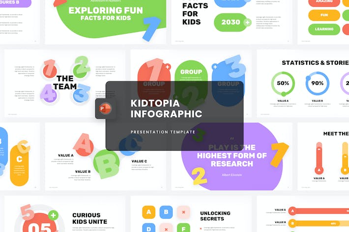儿童信息图表教学设计PPT模板 - 顶尖PPT