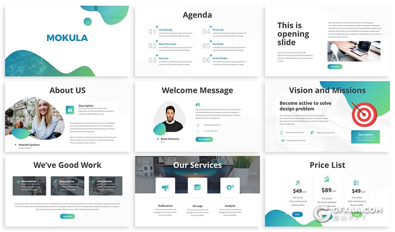 30页创意图形设计商务工作总结项目规划PPT模板 3种主题配色 - 顶尖PPT