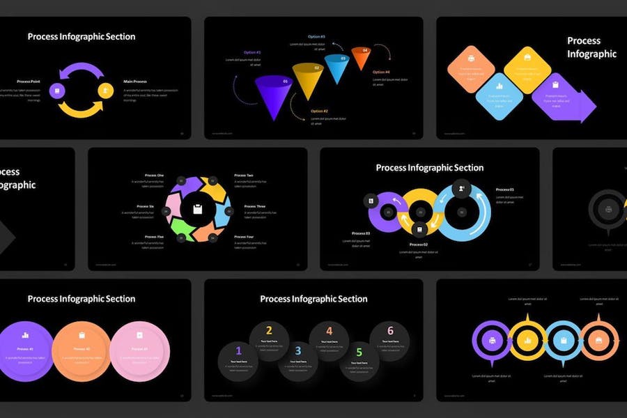彩色创意流程步骤图形图表PPT模板 - 顶尖PPT