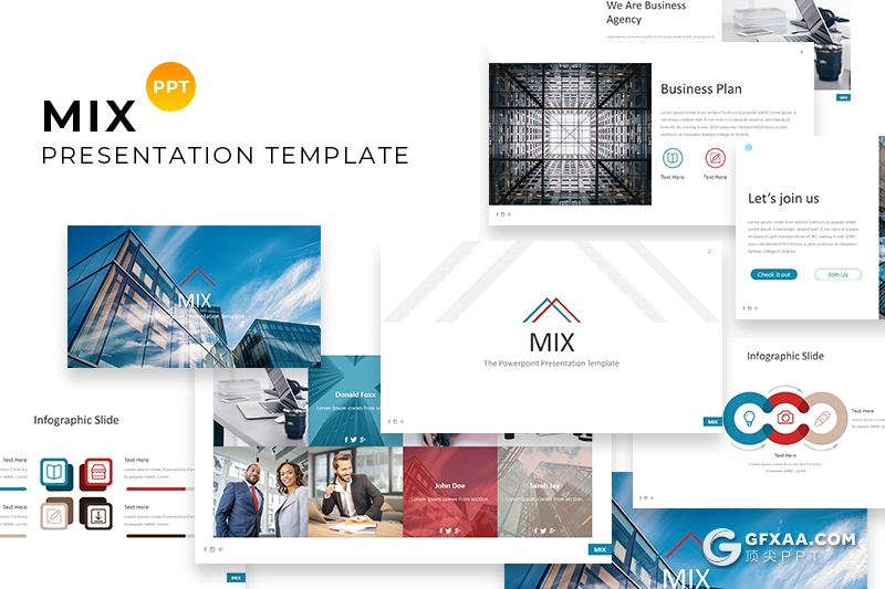 30页国外商务工作风格PPT模板 5种主题配色 - 顶尖PPT