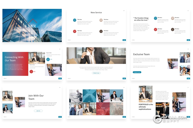 30页国外商务工作风格google  slides模板 5种主题配色 - 顶尖PPT