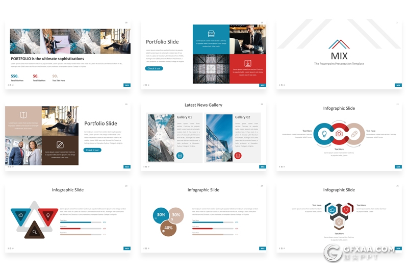 30页国外商务工作风格google  slides模板 5种主题配色 - 顶尖PPT