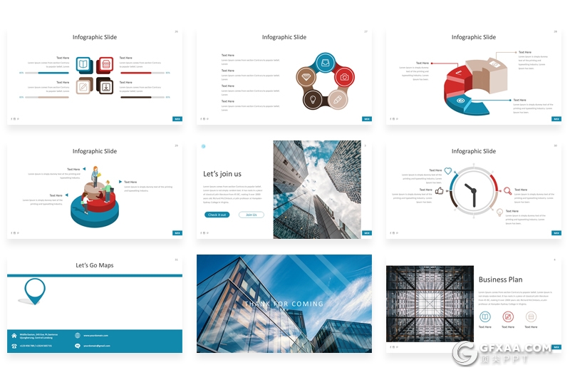 30页国外商务工作风格google  slides模板 5种主题配色 - 顶尖PPT