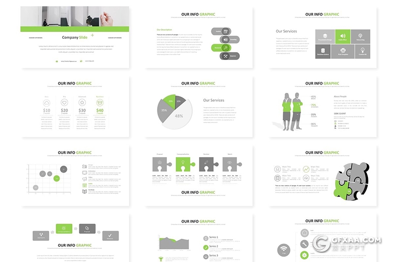 30页扁平化简约风格国外商务多用途PPT模板 5种主题配色 - 顶尖PPT