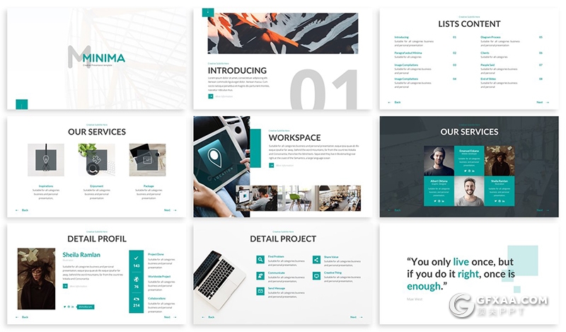 30页业务展示团队介绍商务通用PPT模板 3种主题配色2种尺寸 - 顶尖PPT