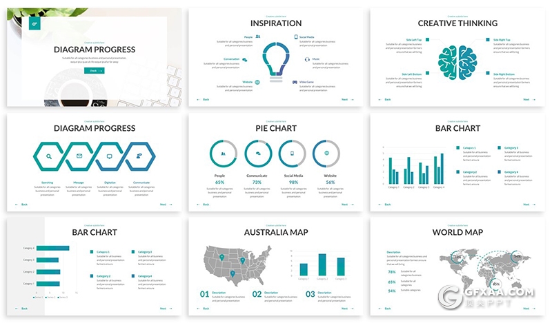 30页业务展示团队介绍商务通用PPT模板 3种主题配色2种尺寸 - 顶尖PPT