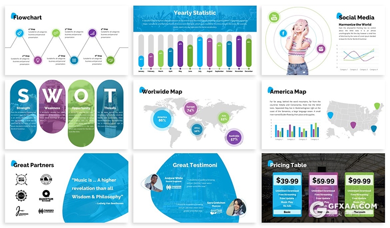 30页创意图形国外企业项目报价团队介绍多用途PPT模板 2种尺寸3种配色 - 顶尖PPT