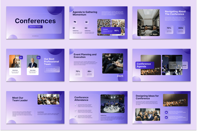 紫色渐变玻璃质感欧美风格PPT模板 - 顶尖PPT