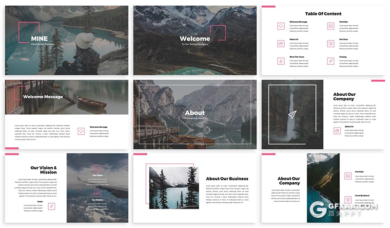 30页简约风格旅游景点介绍展示PPT模板 - 顶尖PPT