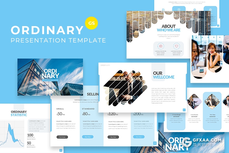 55页国外扁平化创意多用途Google slides模板 - 顶尖PPT