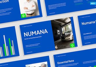 蓝绿配色新能源电动汽车营销策划keynote模板 - 顶尖PPT