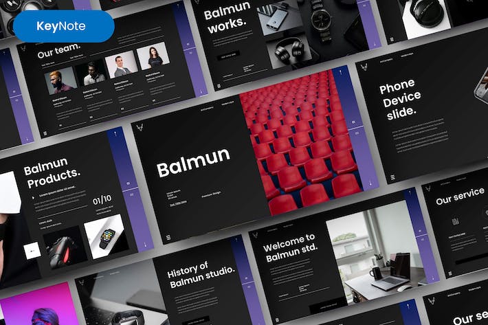 黑色商务产品展示团队介绍通用keynote模板 - 顶尖PPT