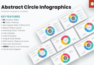 抽象圆形数据可视化信息图表PPT模板 - 顶尖PPT