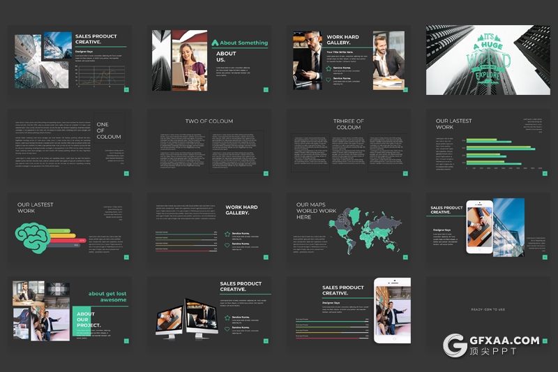 59页国外扁平化企业介绍工作汇报多用途PPT模板 3种主题配色 - 顶尖PPT