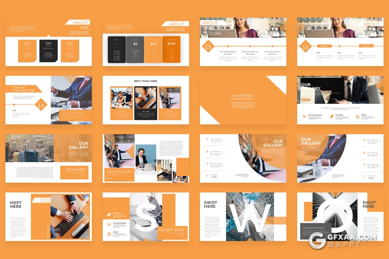 80页扁平化欧美商务多用途keynote模板 8种主题配色 - 顶尖PPT