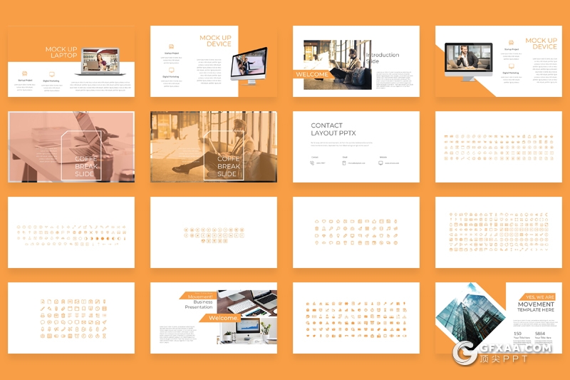 80页扁平化欧美商务多用途keynote模板 8种主题配色 - 顶尖PPT