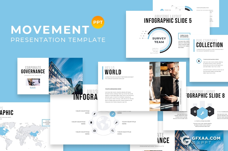 50页扁平化国外商务工作汇报总结通用PPT模板 - 顶尖PPT