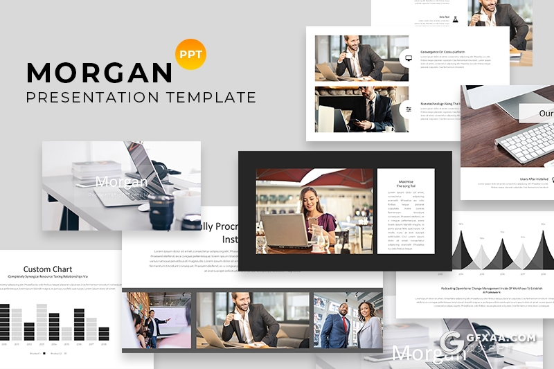 100页黑白国外极简风格商务通用PPT模板 - 顶尖PPT