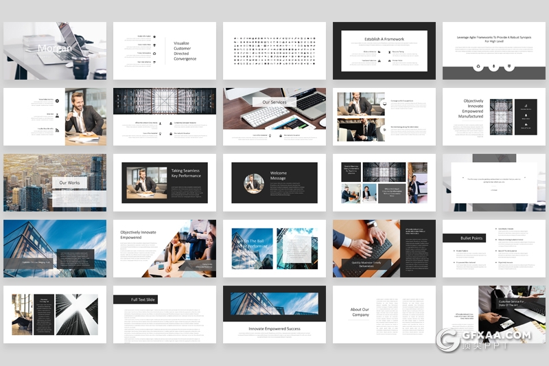 100页黑白国外极简风格商务通用keynote模板 - 顶尖PPT