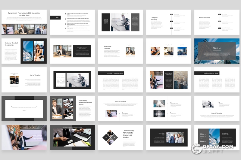 100页黑白国外极简风格商务通用keynote模板 - 顶尖PPT