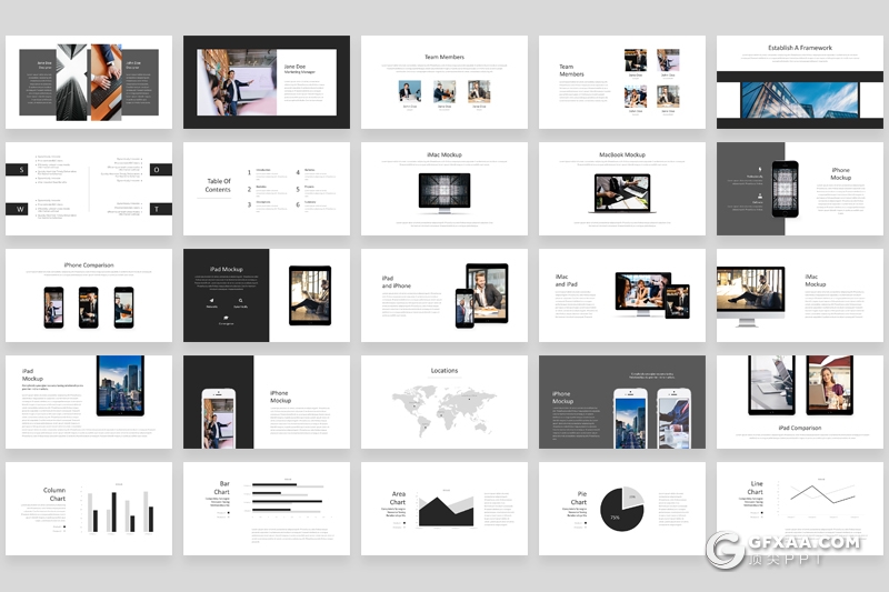 100页黑白国外极简风格商务通用keynote模板 - 顶尖PPT