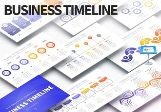 彩色时间轴图形流程步骤图形keynote模板 - 顶尖PPT