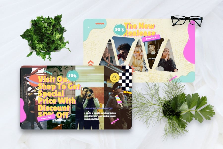 创意拼贴设计作品展示Keynote模板 - 顶尖PPT