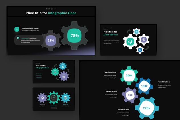 黑色底齿轮图形PPT模板 - 顶尖PPT