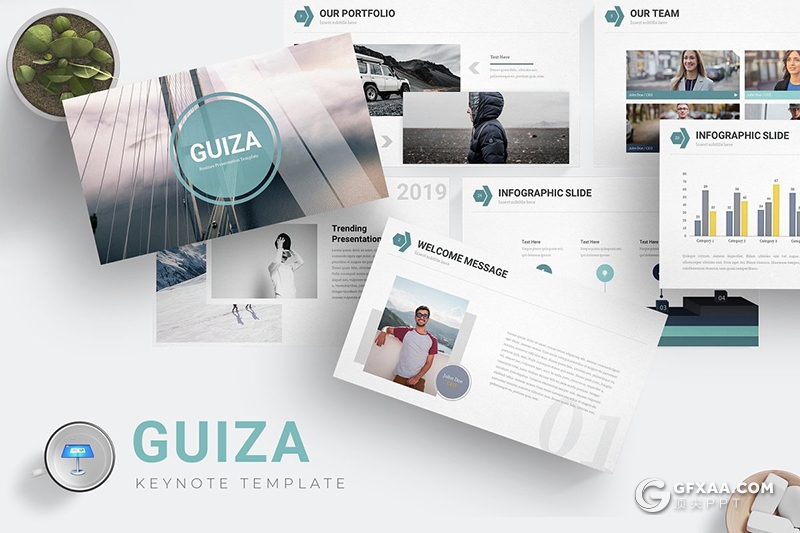 30页5种配色商务工作汇报欧美通用风格keynote模板 - 顶尖PPT