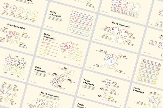 线性积木拼合信息图形keynote模板 - 顶尖PPT