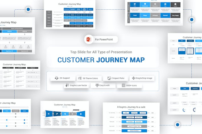 清晰客户旅程图形PPT模板 - 顶尖PPT