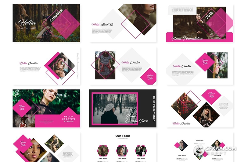 30页创意杂志风格国外多用途Google slides模板 5种主题配色 - 顶尖PPT